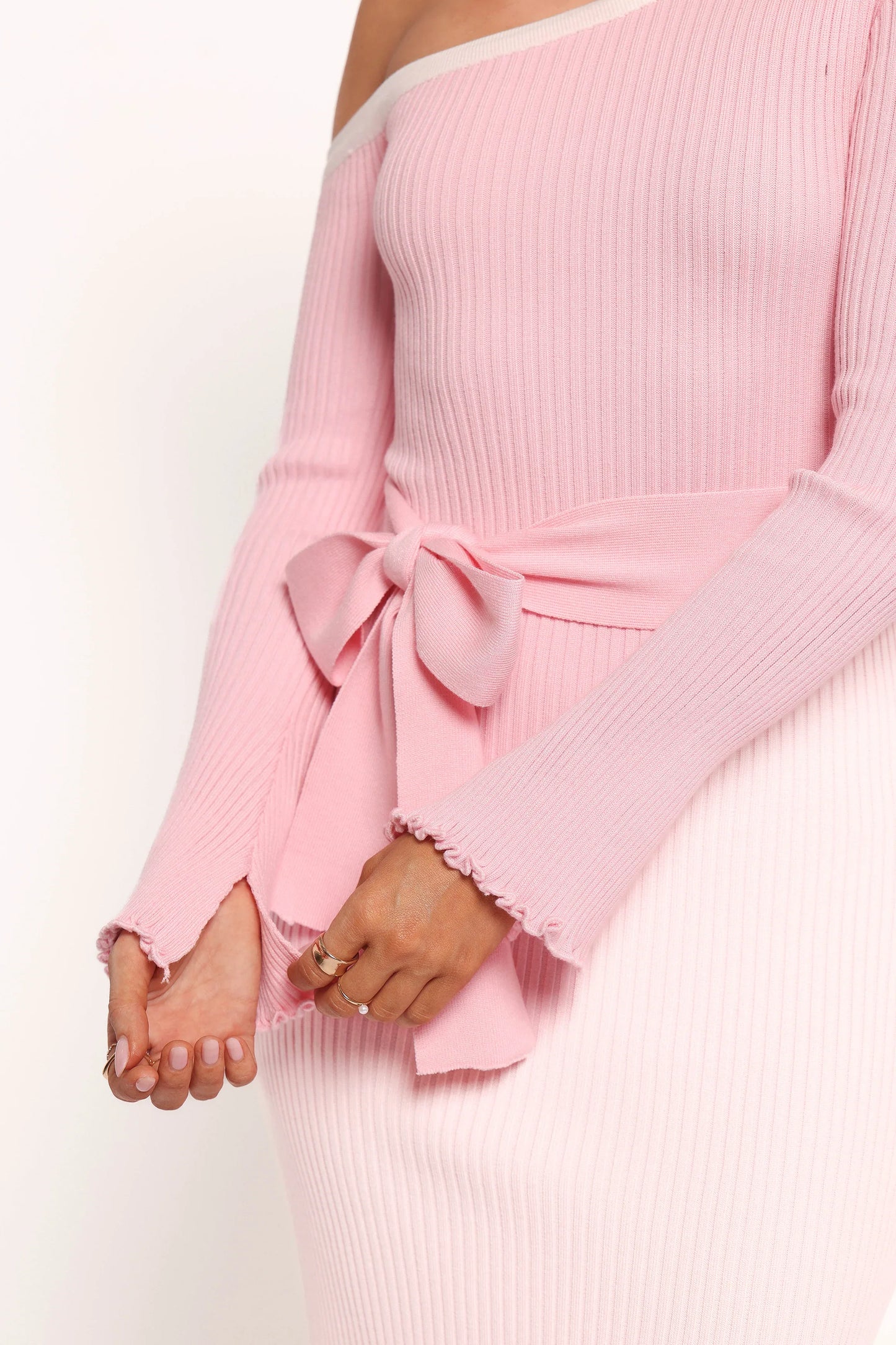 Milan Off Shoulder Midi Dress Pink