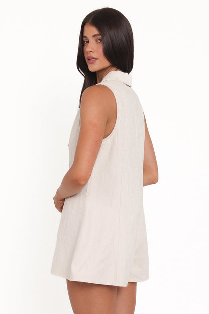 Lavina Collared Romper Cream