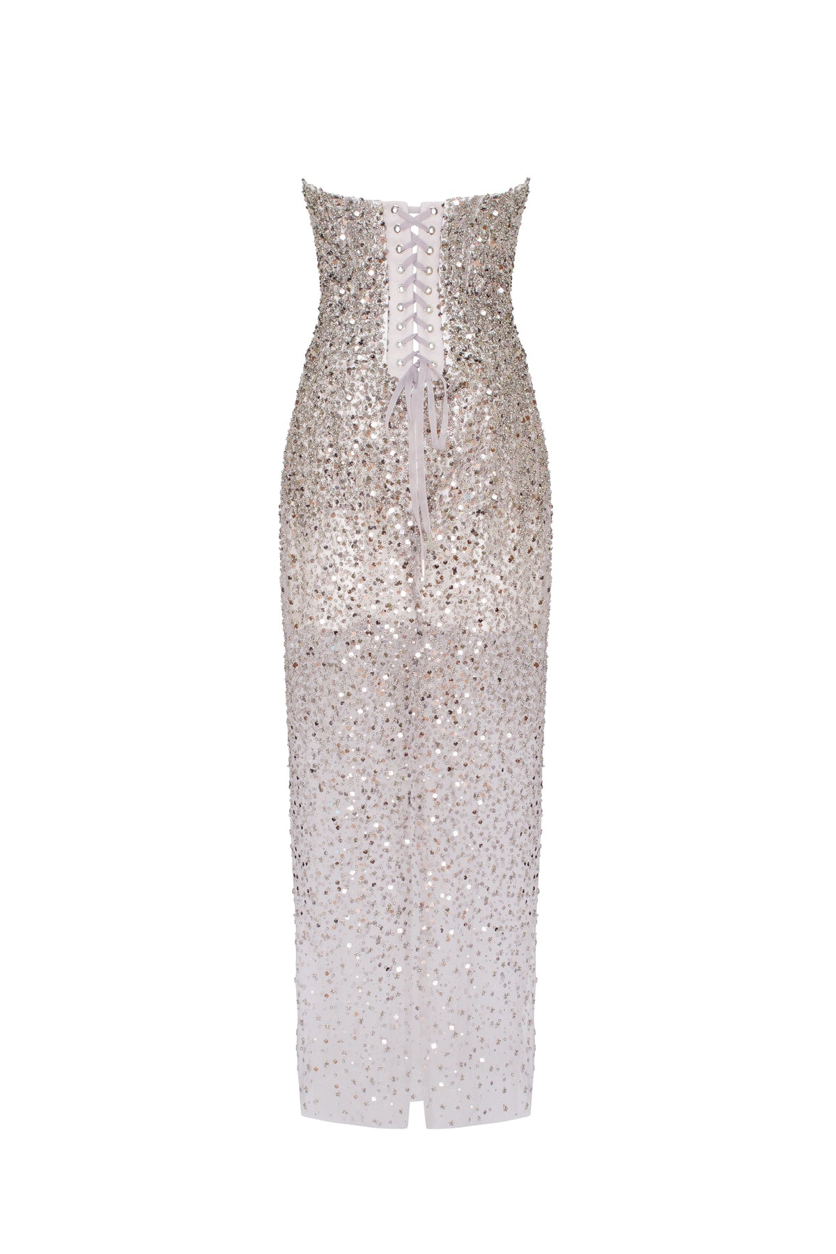 Entrance worthy semi sheer sequined silver maxi dress Midnight Walk