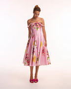 Tea length pastel pink floral dress Glow Up