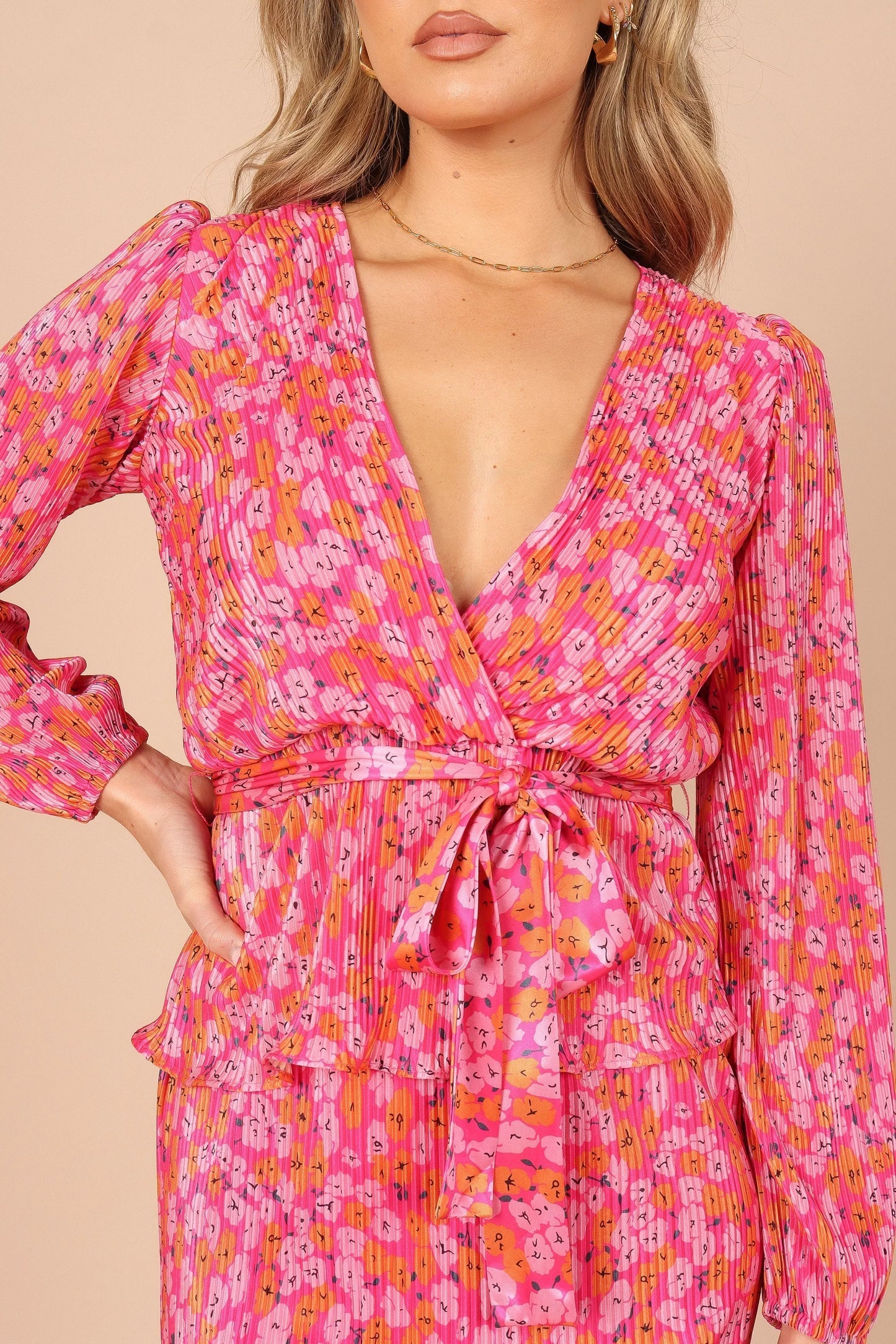 Minelli Pleat Top Hot Pink