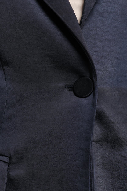 Williams Single Button Matte Satin Blazer Navy