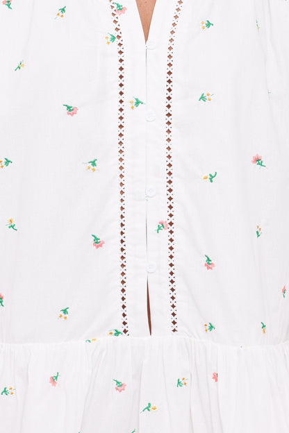 Hart Long Sleeve Mini Dress White Floral