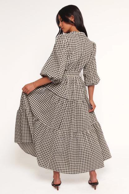 Dixon Maxi Dress Black Cream Gingham
