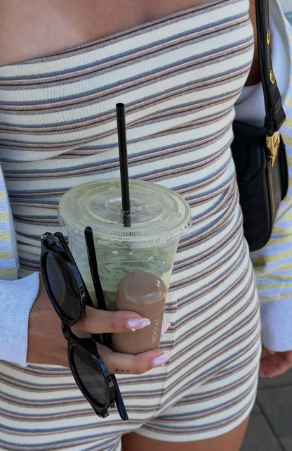 Never A Good Time Strapless Top Cream Stripe