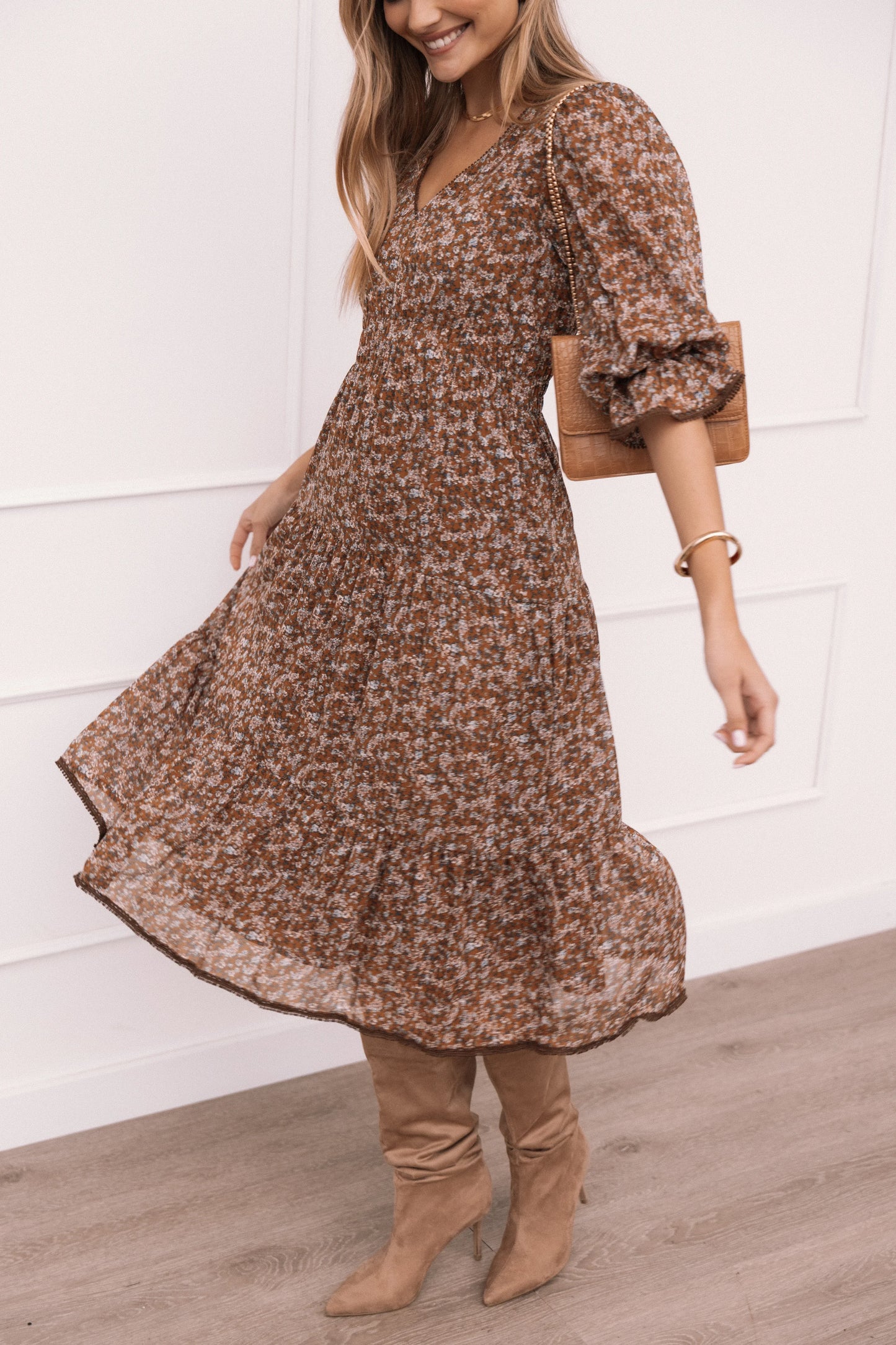 Simone Midi Dress Camel