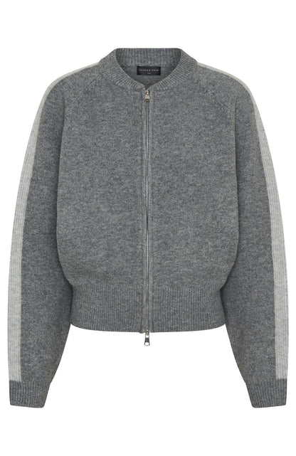 Stripe Me Down Knit Jacket Charcoal Grey