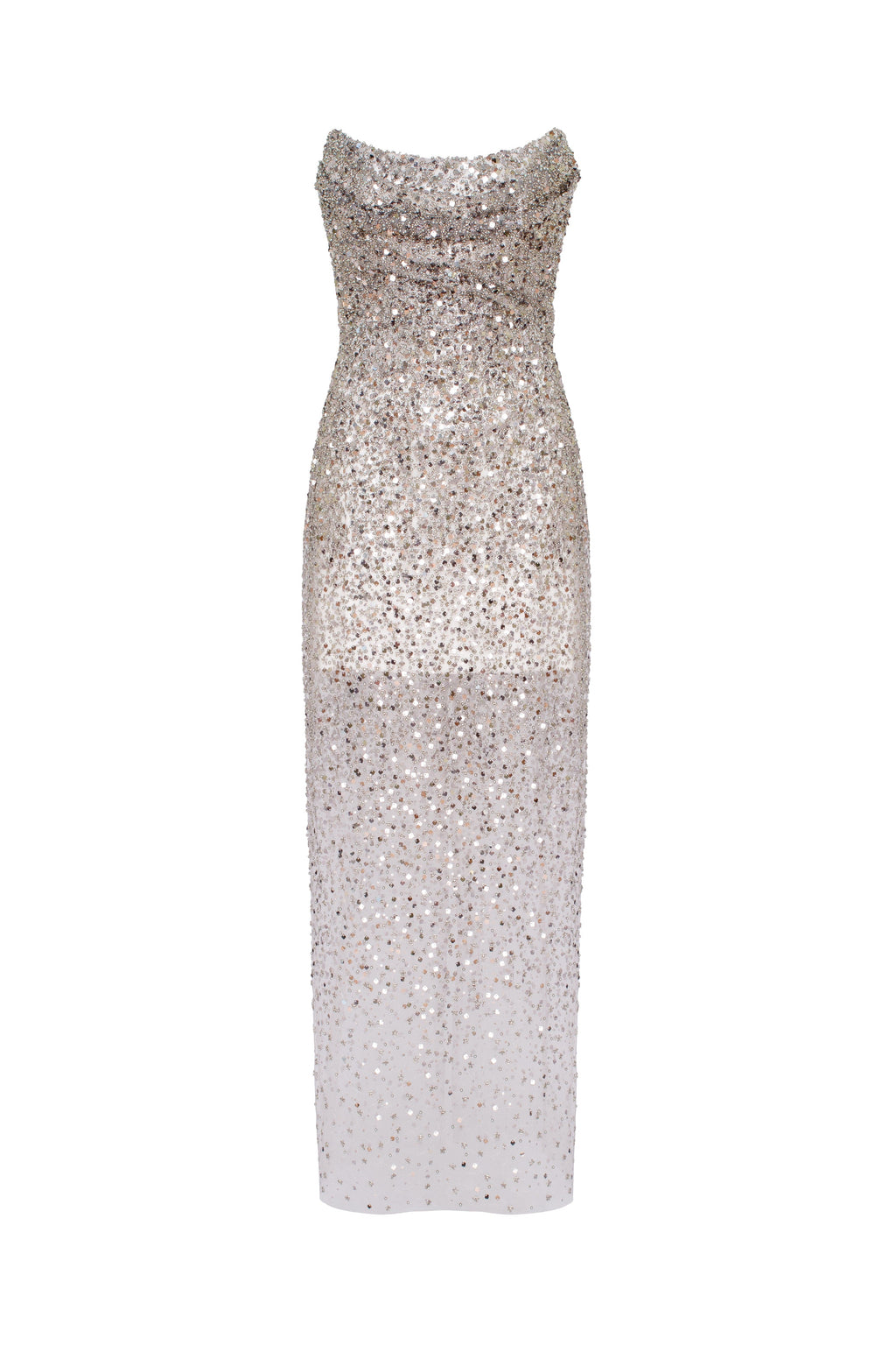 Entrance worthy semi sheer sequined silver maxi dress Midnight Walk