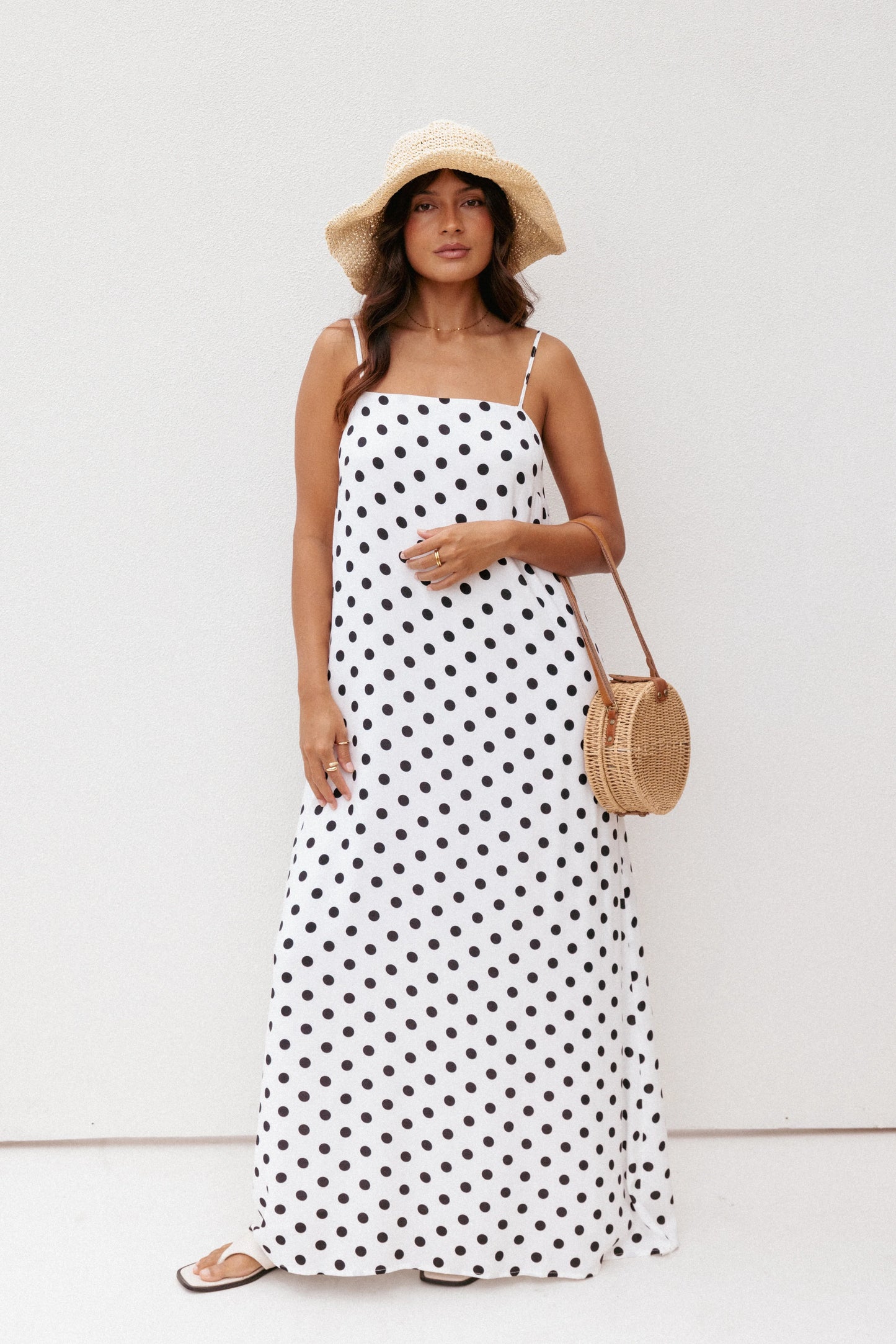 Virgo Maxi Dress White Polka Dot