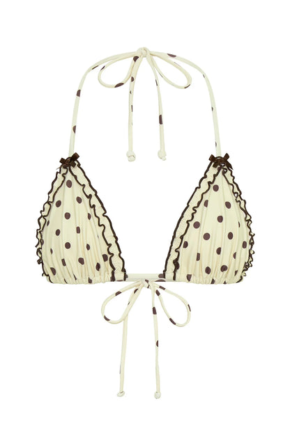 Daphne Bikini Top Cream Choc Polka Dot