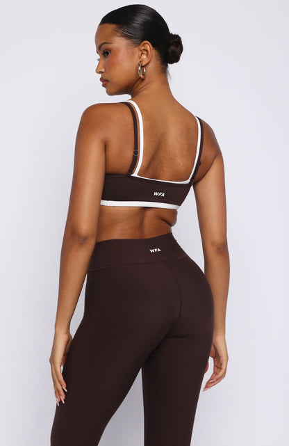 All The Glory Sports Bra Dark Chocolate White