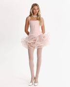 Sculptural flower like pink mini skirt