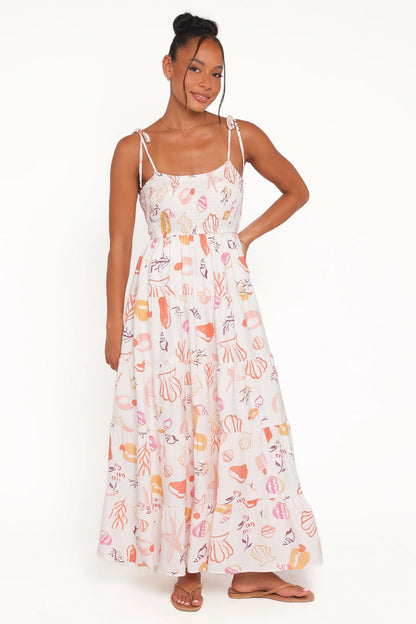 Bairbre Maxi Dress Pink Beach Print