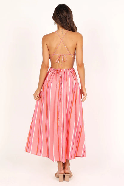 Madam Midi Dress Pink Stripe