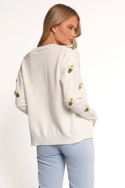Jazzie Ditsy Flower Cardigan White