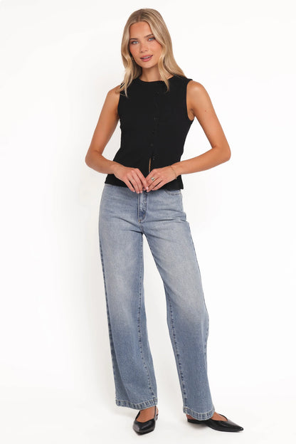 Agatha Asymmetrical Knit Top Black