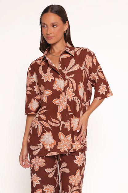 Samira Short Sleeve Shirt Orange Floral