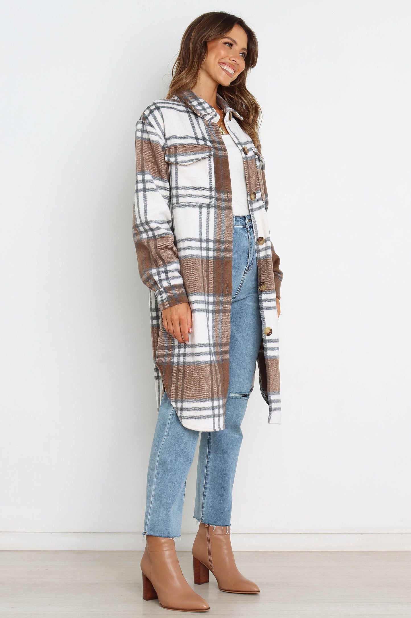 Dion Shacket Brown Check