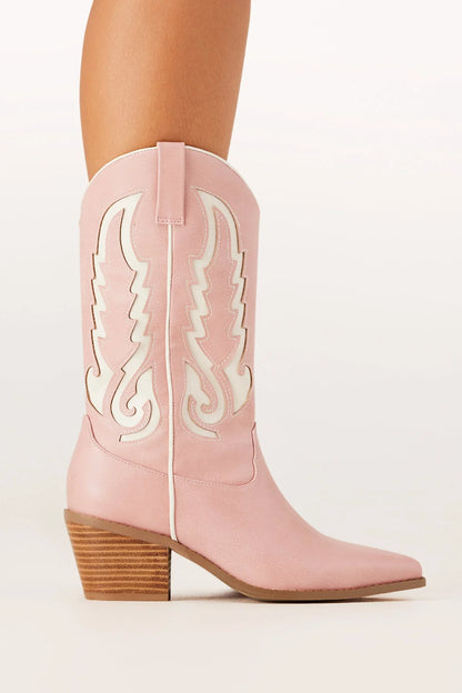 Norva Cowboy Boots Pink Ivory