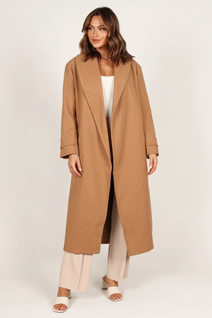 Emersyn Tie Front Coat Camel