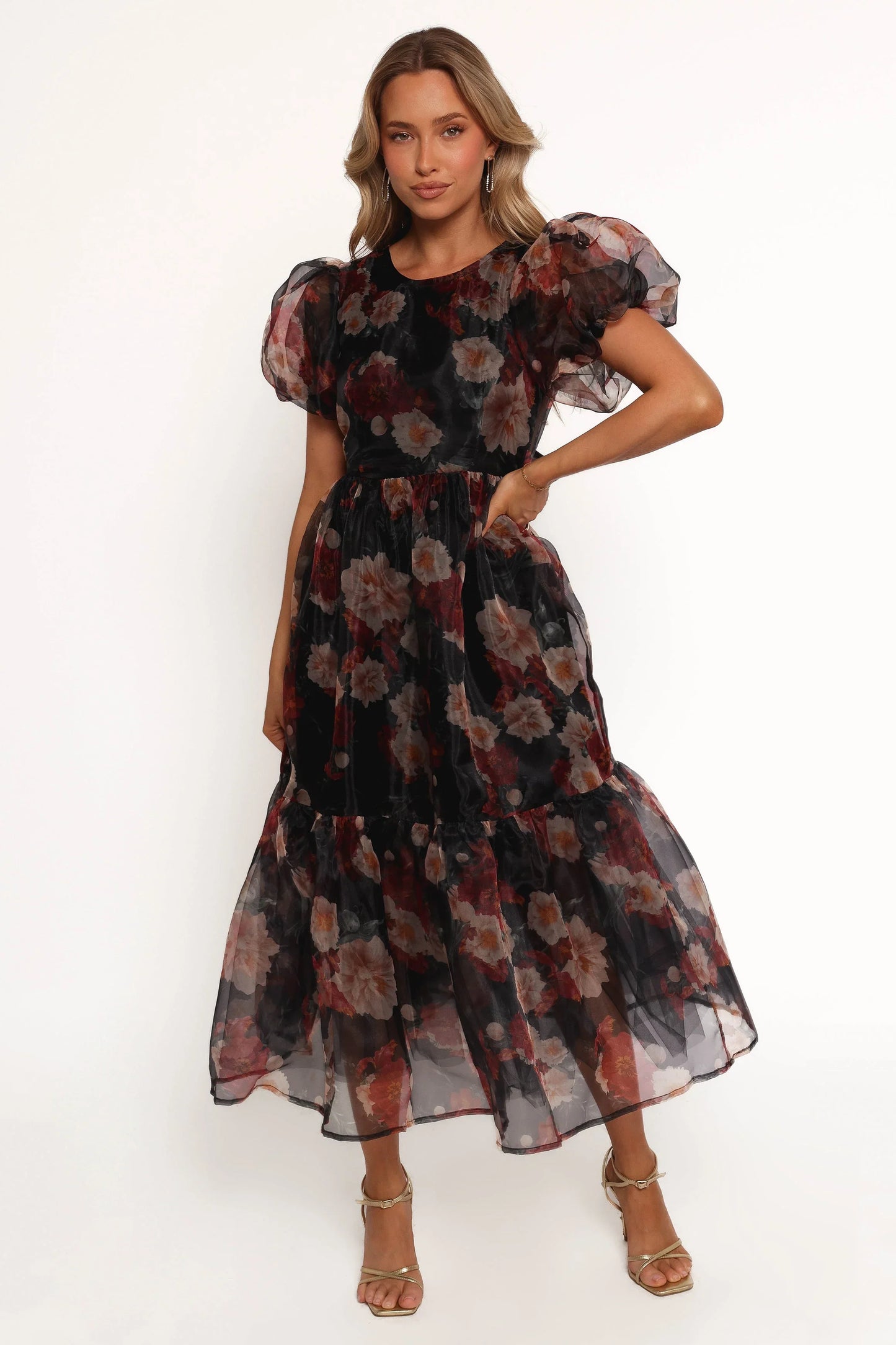 Elspeth Midi Dress Black Floral