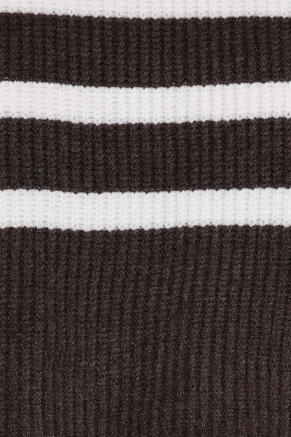 Sara Sweater Set Mini Skirt Chocolate Cream Stripe