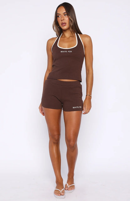 Doing My Best Ribbed Bike Shorts Chocolate