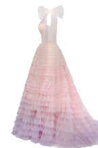 Charming ball gown with the frill layered ombre maxi skirt