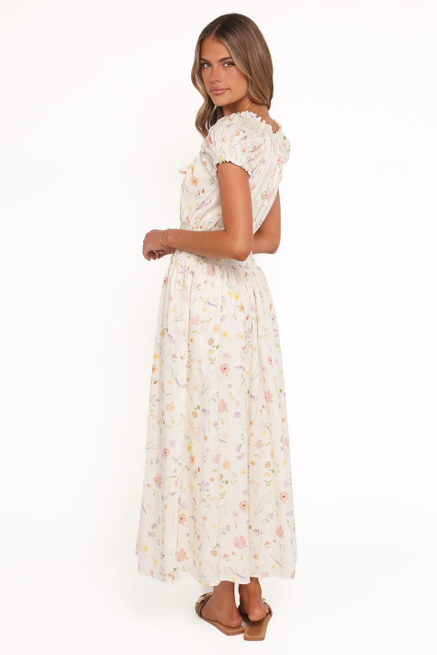 Katana Puff Sleeve Midi Dress Floral