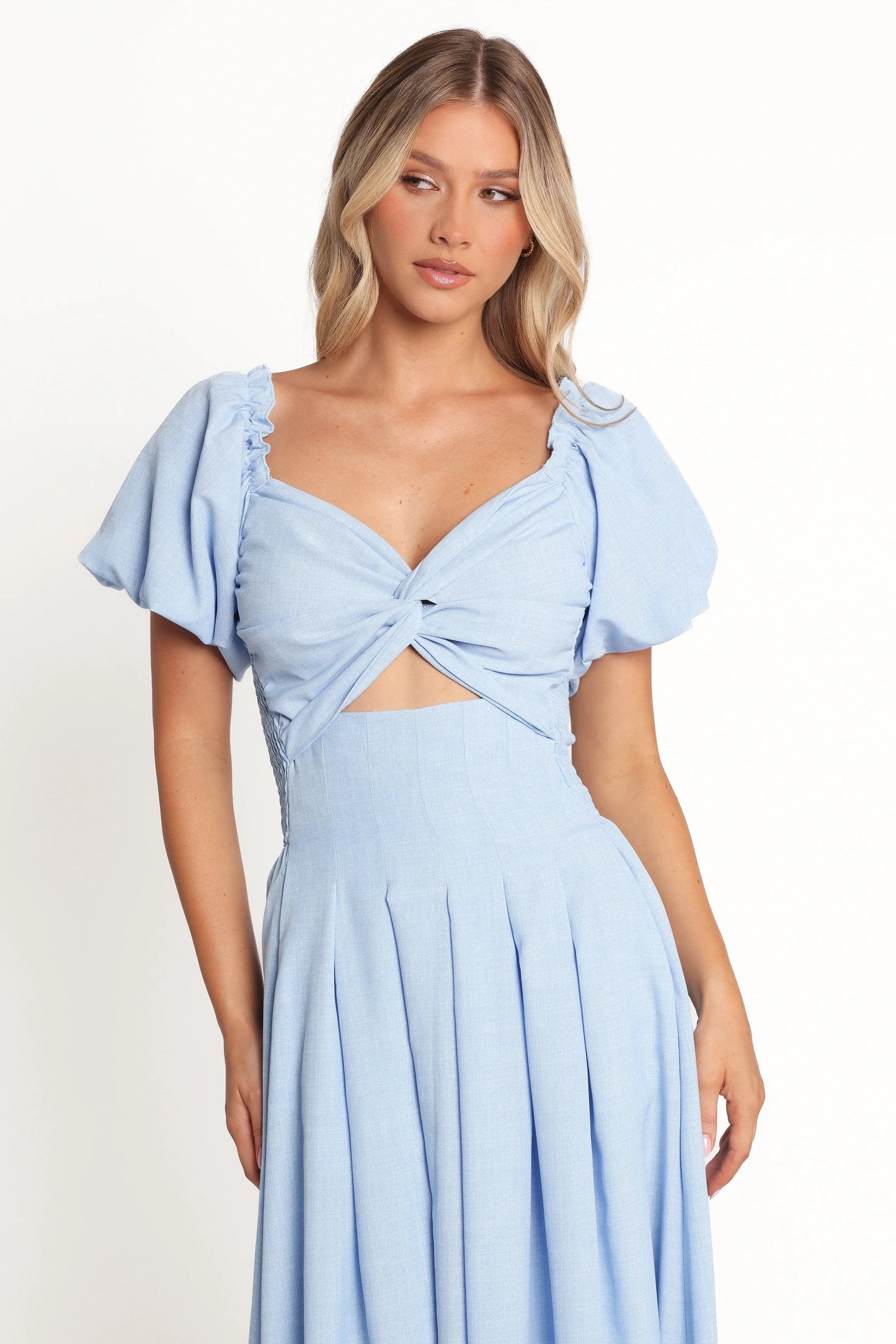 Cintra Puff Sleeve Maxi Dress Blue