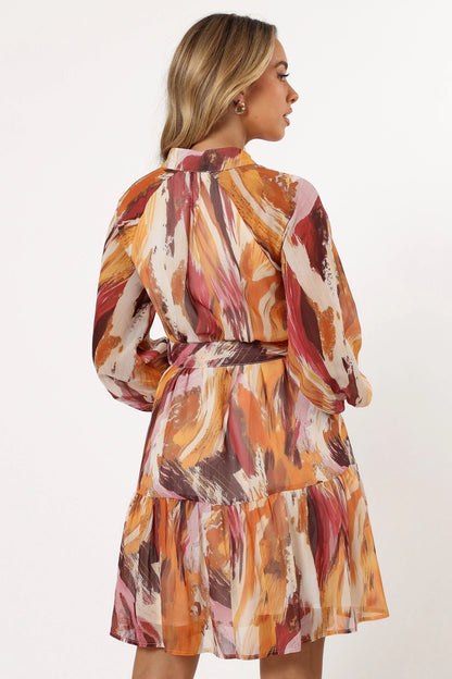 Quinn Long Sleeve Mini Dress Warm Multi