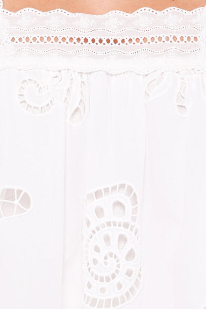 Aideen Eyelet Top White Shell