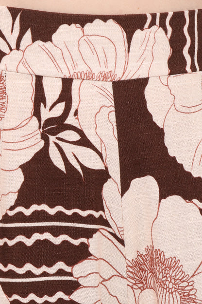 Bernadine Wide Leg Pant Brown Floral