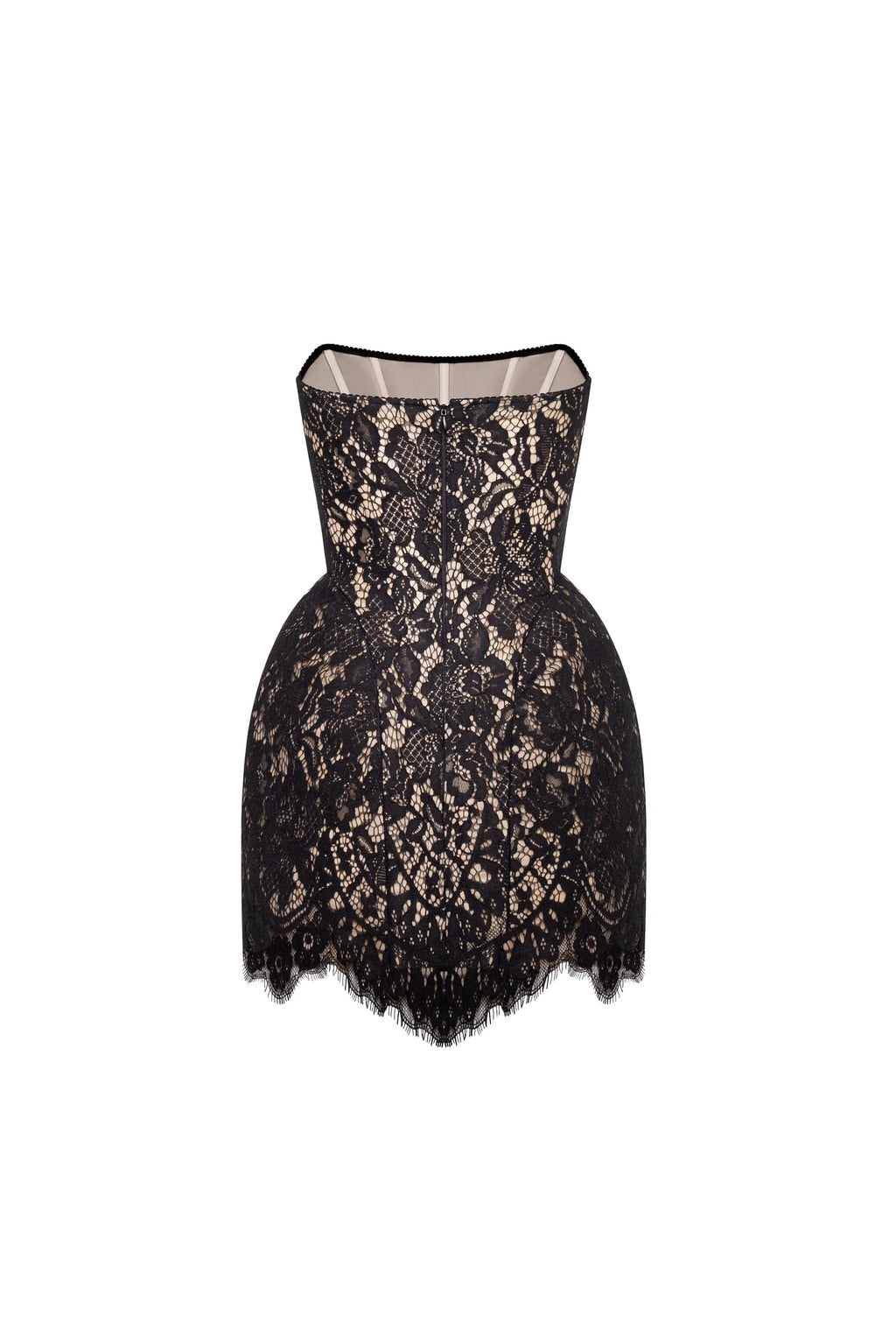 Fitted black lace mini dress