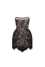 Fitted black lace mini dress