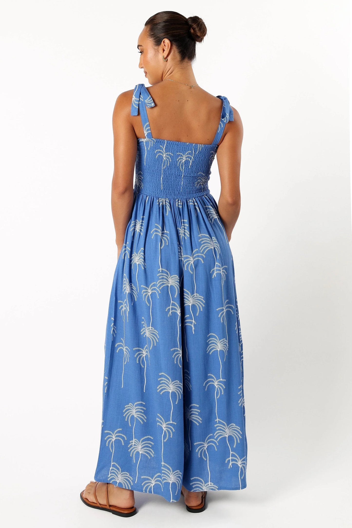 Ginelle Jumpsuit Blue Palm Print