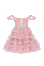Flirty ruffled tulle mini dress in misty rose Glow Up