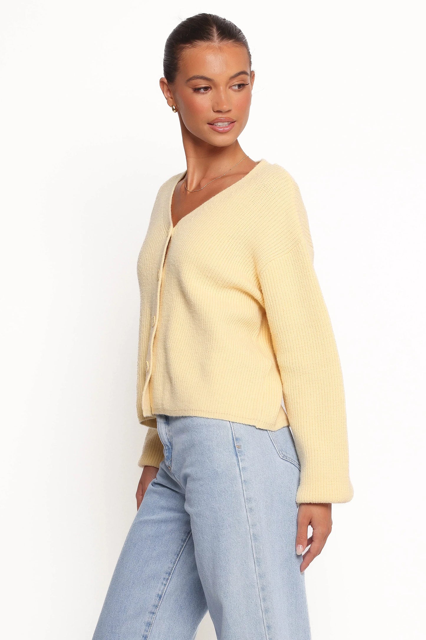 Sybil Button Front Cardigan Butter Yellow