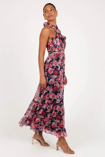 Lennon Halterneck Maxi Dress Navy Floral