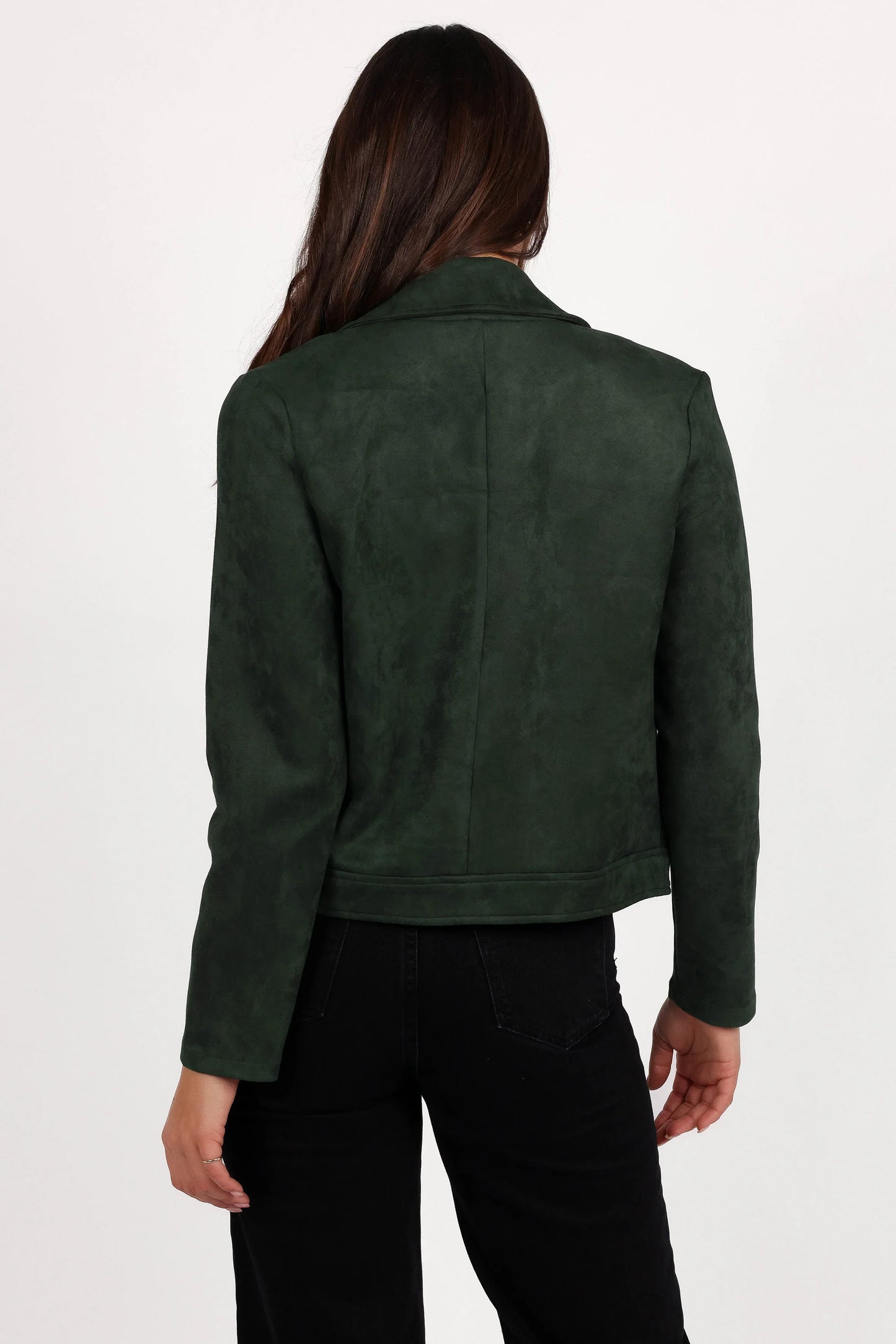 Spencer Faux Suede Moto Jacket Olive