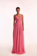 Classy pink pleated maxi dress