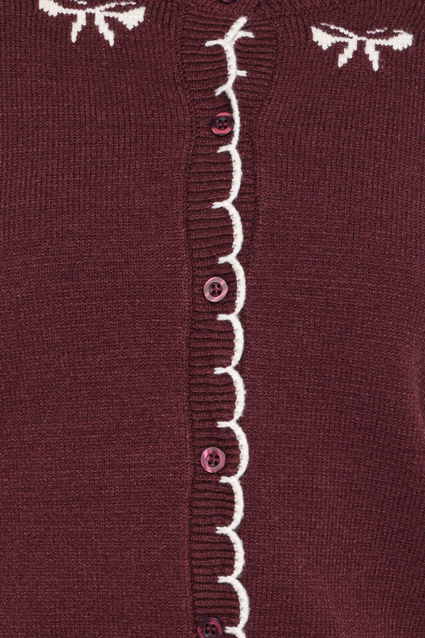 Payton Bow Scallop Cardigan Plum
