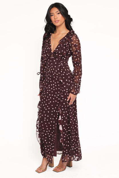 Delta Maxi Dress Plum Polka Dot