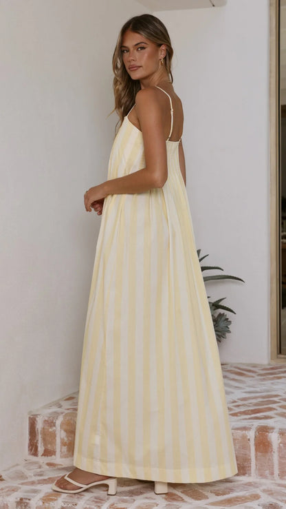Pippa Maxi Dress Yellow Stripe