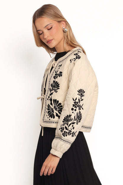 Vako Quilted Embroidered Jacket Light Taupe
