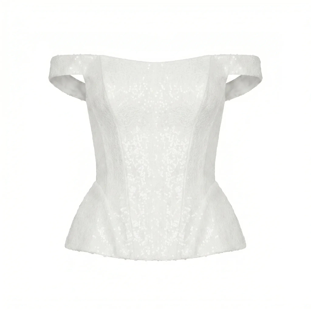 Satin Ivory Corset with Sequins
