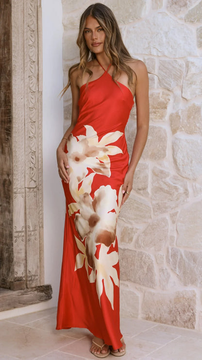 Alora Maxi Dress Red Floral
