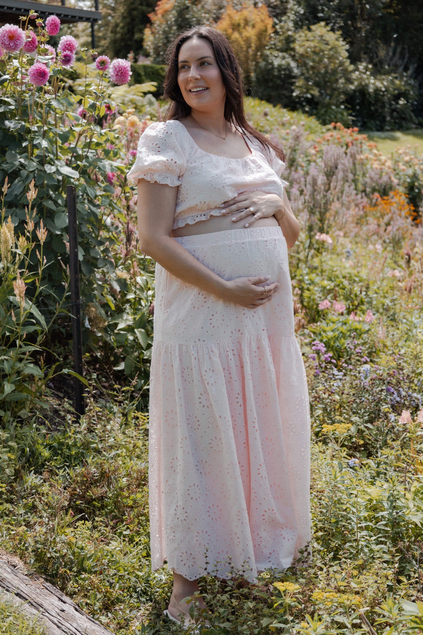 Angelina Skirt Set Pink Broiderie