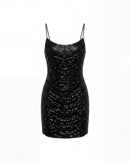 Black corset Mini Dress with Sequins