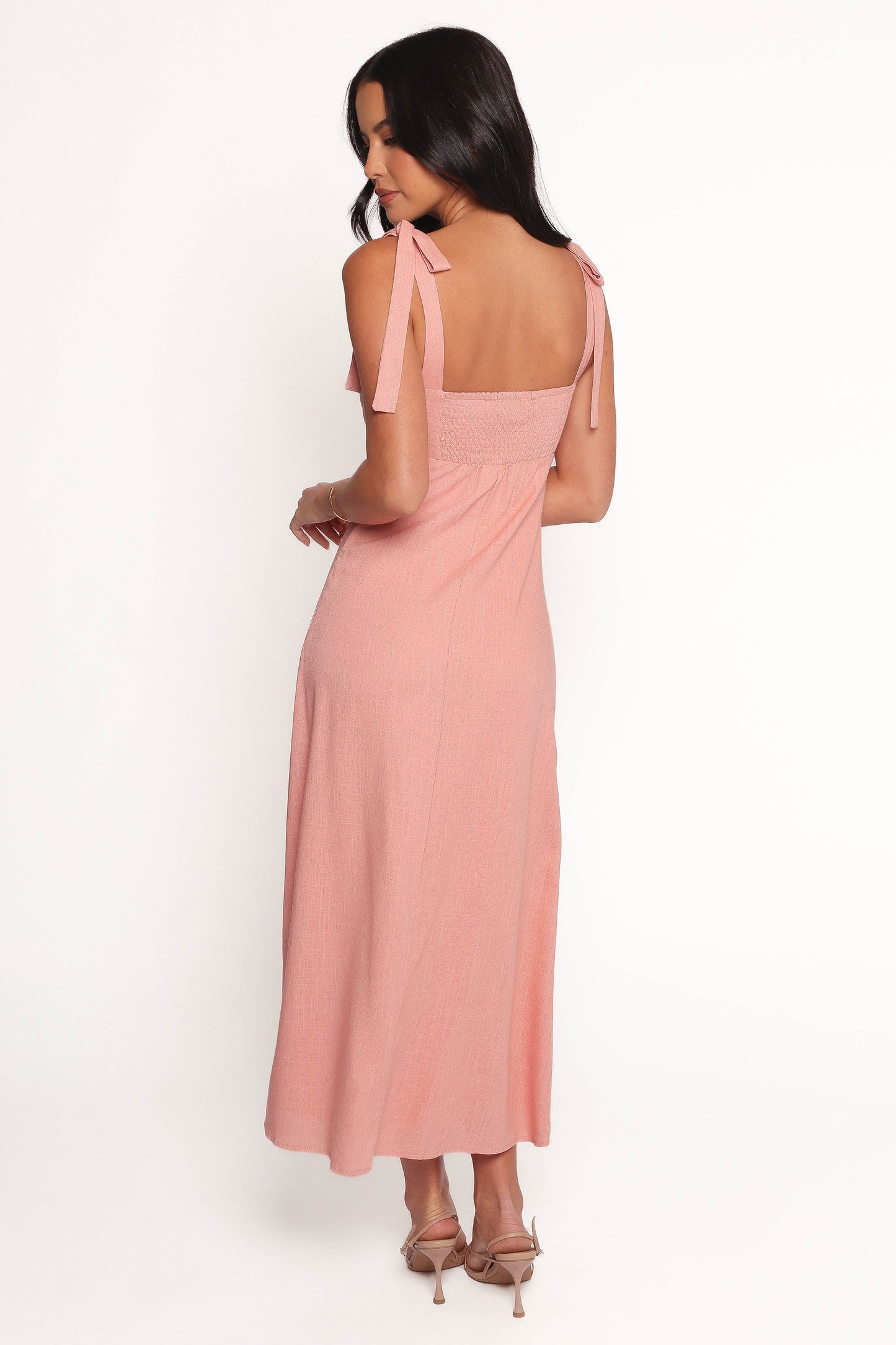 Patterson Tie Shoulder Midi Dress Blush